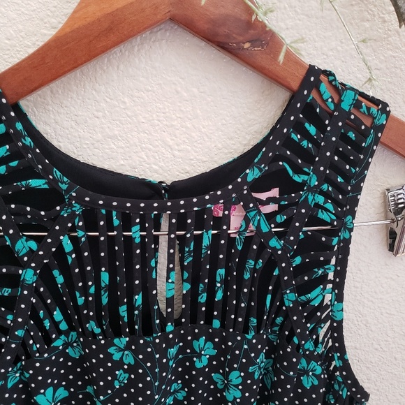 Candie's Sz S floral polka dot  black & green - Picture 3 of 3